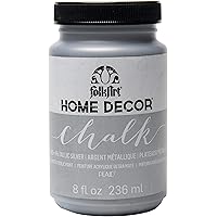 FolkArt Home Decor Chalk Furniture & Craft Paint in Assorted Colors, 8 ounce, Metallic Silver