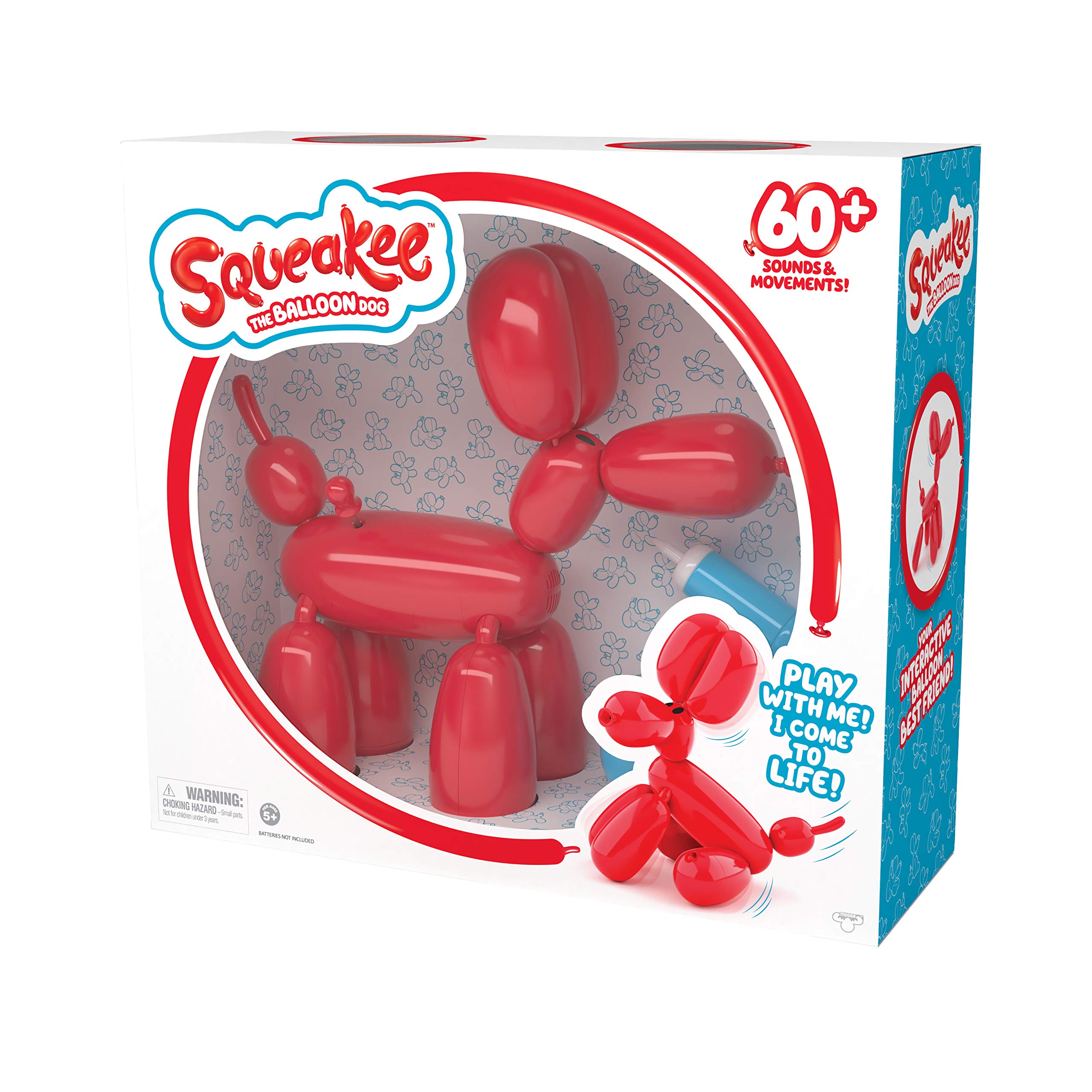 Squeakee The Balloon Dog - Feed Him, Teach Him Tricks, Pop Him, and Watch Him Deflate!, Red