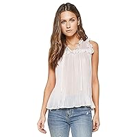 SUGARLIPS Women's Coming Up Sleeveless Pleated Blouse, White, Extra Small