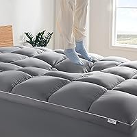 SLEEP ZONE Cooling King Mattress Pad for Back Pain Relief, Extra Thick and Pillow Top Bed Mattress Topper, 78 x 80 Inches (Grey, King)