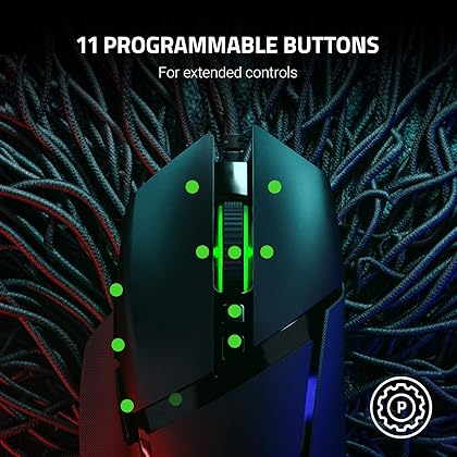 Razer Basilisk v2 Wired Gaming Mouse: 20K DPI Optical Sensor, Fastest Gaming Mouse Switch, Chroma RGB Lighting, 11 Programmable Buttons, Classic Black