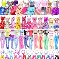  96 PCS Doll Clothes and Accessories for Barbie 11.5 inch Doll  16 Slip Dresses 20 Pair of Shoes 10 Handbags 30 Jewelry Accessories Fashion  Outfits Necklace Mirror Earring Crown Hanger in Random : Toys & Games