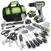 WORKPRO Home Tool Set with Power Drill, 157PCS Power Drill Sets with 20V Cordless Lithium-ion Drill Driver, Home Tool Kit for All Purpose, Cordless Drill Set Combo Kit With Tool Bag