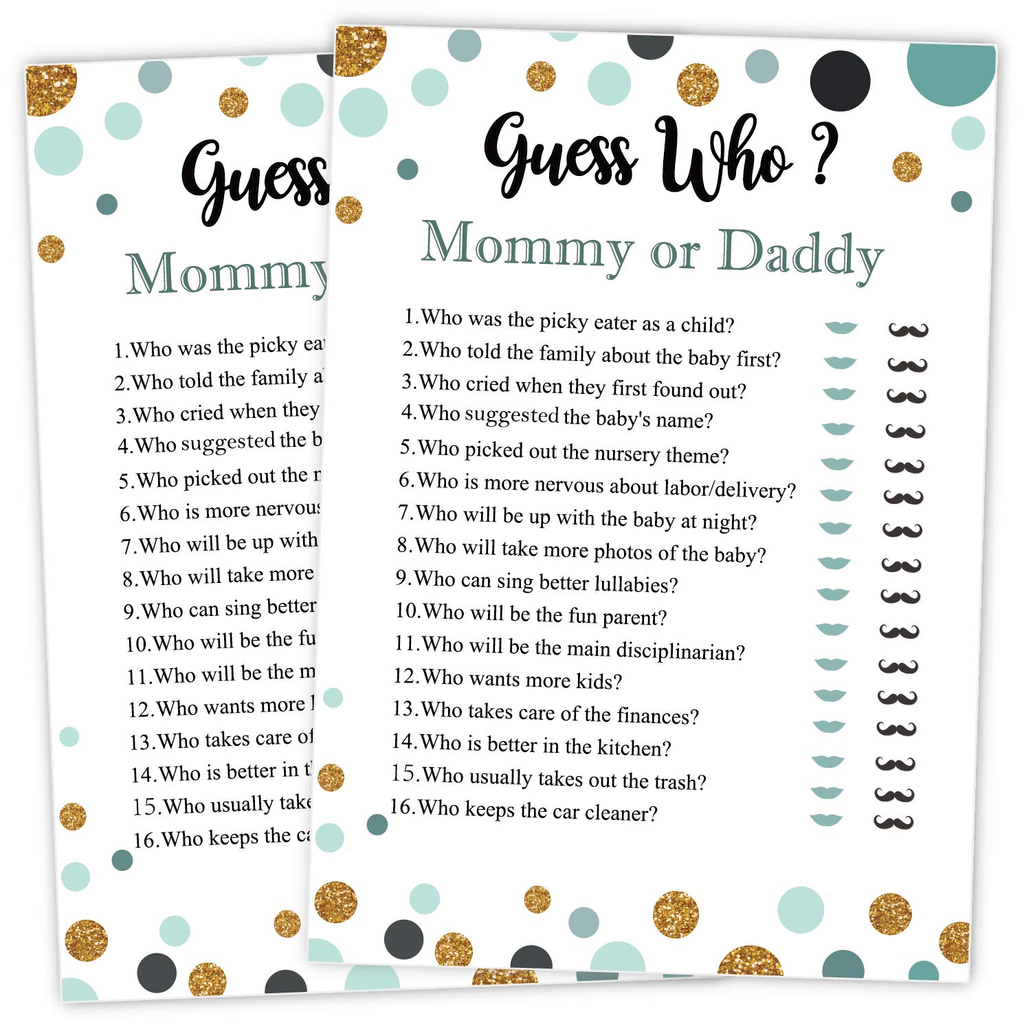 Baby Shower Game Guess WHO'S THE DADDY Unisex Party Team Fun Neutral Groups 
