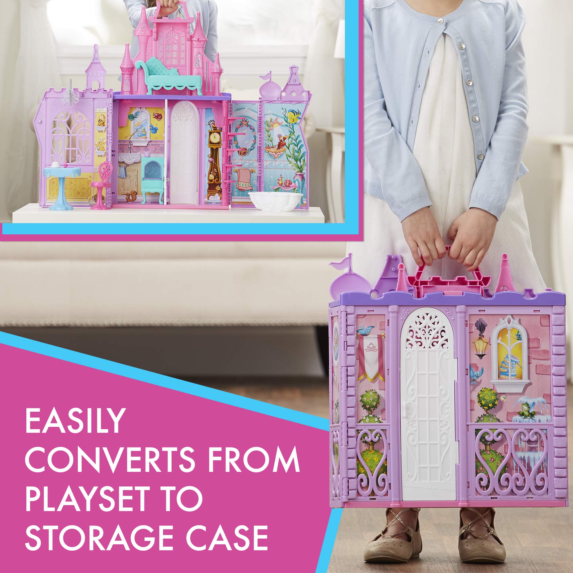 Disney Princess Pop-Up Palace, Castle Playset with Handle and 13 Accessories, 5 Rooms, 2 Feet Tall