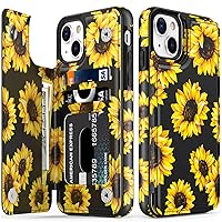 LETO iPhone 14 Case,Flip Folio Leather Wallet Case Cover with Fashion Flower Designs for Girls Women,Built-in Card Slots Kickstand Protective Phone Case for iPhone 14 6.1