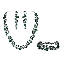 EVER FAITH Women's Austrian Crystal Elegant Wedding Flower Wave Necklace Earrings Bracelet Set