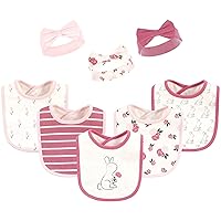 Hudson Baby Unisex BabyCotton Bib and Headband or Caps Set