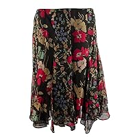 LAUREN RALPH LAUREN Ruffled Floral Georgette Skirt, Black/Multi