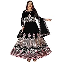 Jessica-Stuff Women Embroidered Cotton Silk Semi Stitched Anarkali. Wedding Dress (1210)