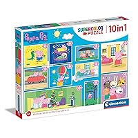 Clementoni 20271 18+30+48+60pcs Supercolor 10 in 1 Peppa Pig (3x18, 4x30, 2x48 and 1x60 Pieces) -Jigsaw Puzzle for Kids Age 4, Multi-Coloured, Medium