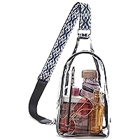 Telena Clear Sling Bag, Clear Fanny Pack Stadium Approved for Women Crossbody Bag Purses Transparent Chest Bag with Adjustable Strap Black/Blue