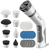 Electric Spin Scrubber with 18 Brushes – Submersible, USB-Charging Electric Scrub Brush for Cleaning Hard Surfaces – Hard- & Soft-Bristled Power Cleaning Brushes – Klever Home Essentials for New Home