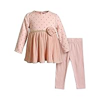 Youngland baby-girls Sweater Knit Glitter Dress and Legging Outfit Set