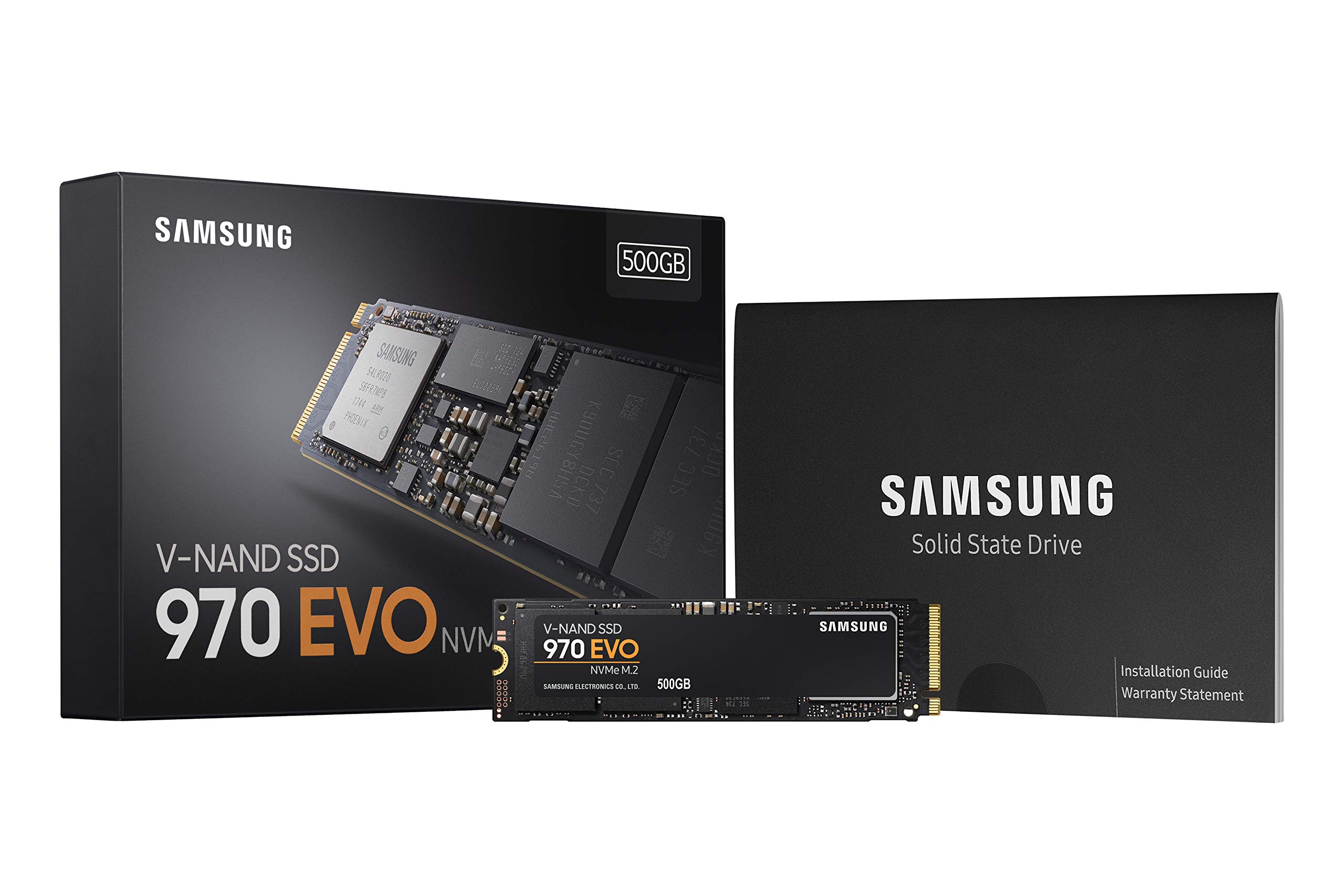 SAMSUNG (MZ-V7E500BW) 970 EVO SSD 500GB - M.2 NVMe Interface Internal Solid State Drive with V-NAND Technology, Black/Red
