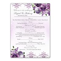 100 Wedding Programs Personalized Purple Floral