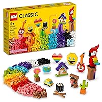Classic Lots of Bricks Construction Toy Set 11030, Build a Smiley Emoji, Parrot, Flowers & More, Creative Gift for Kids, Boys, Girls Ages 5 Plus