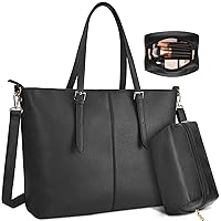 NUBILY Women Handbag Laptop Tote Bag 15.6 Inch Large Leather Shoulder Bag Designer Lightweight Computer Tote Bag Lady Stylish Handbags for Work Business School College Travel
