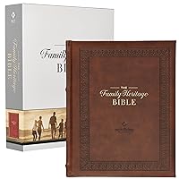 NLT Family Heritage Bible, Large Print Family Heirloom Devotional Bible for Study, New Living Translation Holy Bible Vegan Leather Hardcover, Additional Interactive Content, Brown