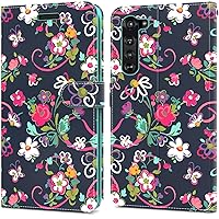 CoverON Wallet Pouch for Motorola Moto Edge Case, RFID Blocking Flip Folio Stand PU Leather Phone Cover - Floral Design