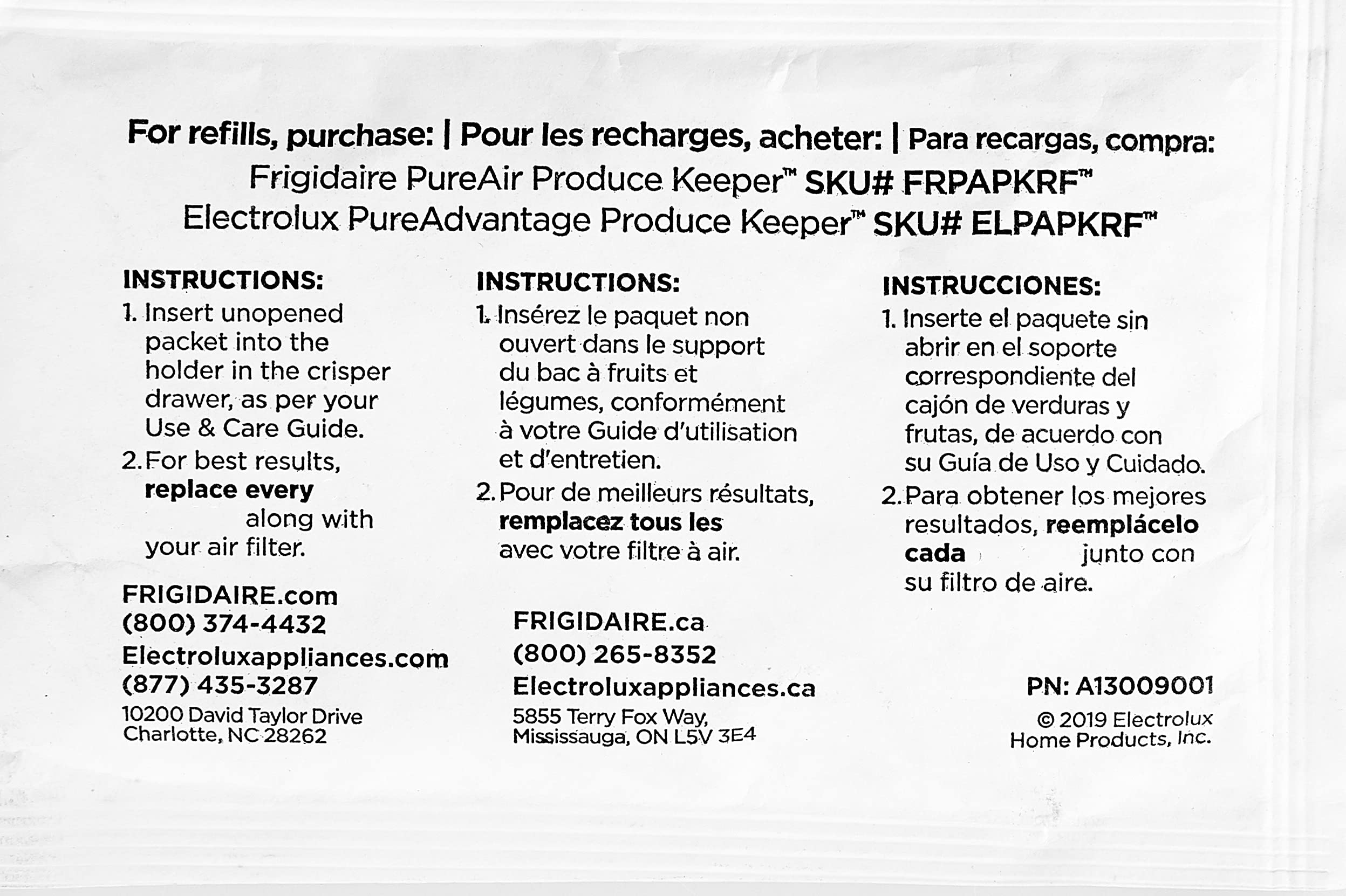Frigidaire FRPFFVSYR PureFresh PK-1 Fruit and Veggie Saver Refill - 1 Year Pack
