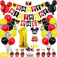 Mouse 1st Birthday Party Supplies Decorations 57Pcs - Happy Birthday Banner ONE Banner Balloons 