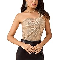 GRACE KARIN Sequin Tank Tops for Women Sparkle Sexy Slim Camisole Sleeveless Party Tops Champagne 2XL