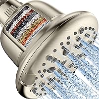 Cobbe Filtered Shower Head, 7 Modes High Pressure Shower Heads - 16 Stage Shower Head Filter for Hard Water for Remove Chlorine and Harmful Substances (Elegant Brushed Nickel, 5 Inch Round)