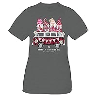 Simply Southern Gnome - Love Bus - Valentine - Adult T-Shirt (as1, Alpha, l, Regular, Regular) Dark Heather Gray