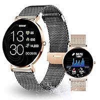 XCoast SIONA 2 Women's Smartwatch, Free Rose Gold Strap, Flat, 1.3 Inch AMOLED Display, iOS and Android, Fitness Tracker, Heart Rate Monitor, Sports Modes, Blood Oxygen, Blood Pressure, Weather, 7 Day