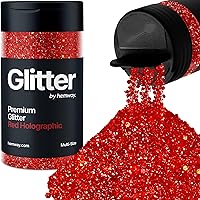 Hemway Red Holographic 5 Size Glitter Mix 120g/4.2oz Fine Chunky Metallic Resin Craft Multi-Size Glitter Flake Sequin Shaker for Epoxy, Hair Face Body Eye Nail Art Festival, DIY Party Decoration Paint