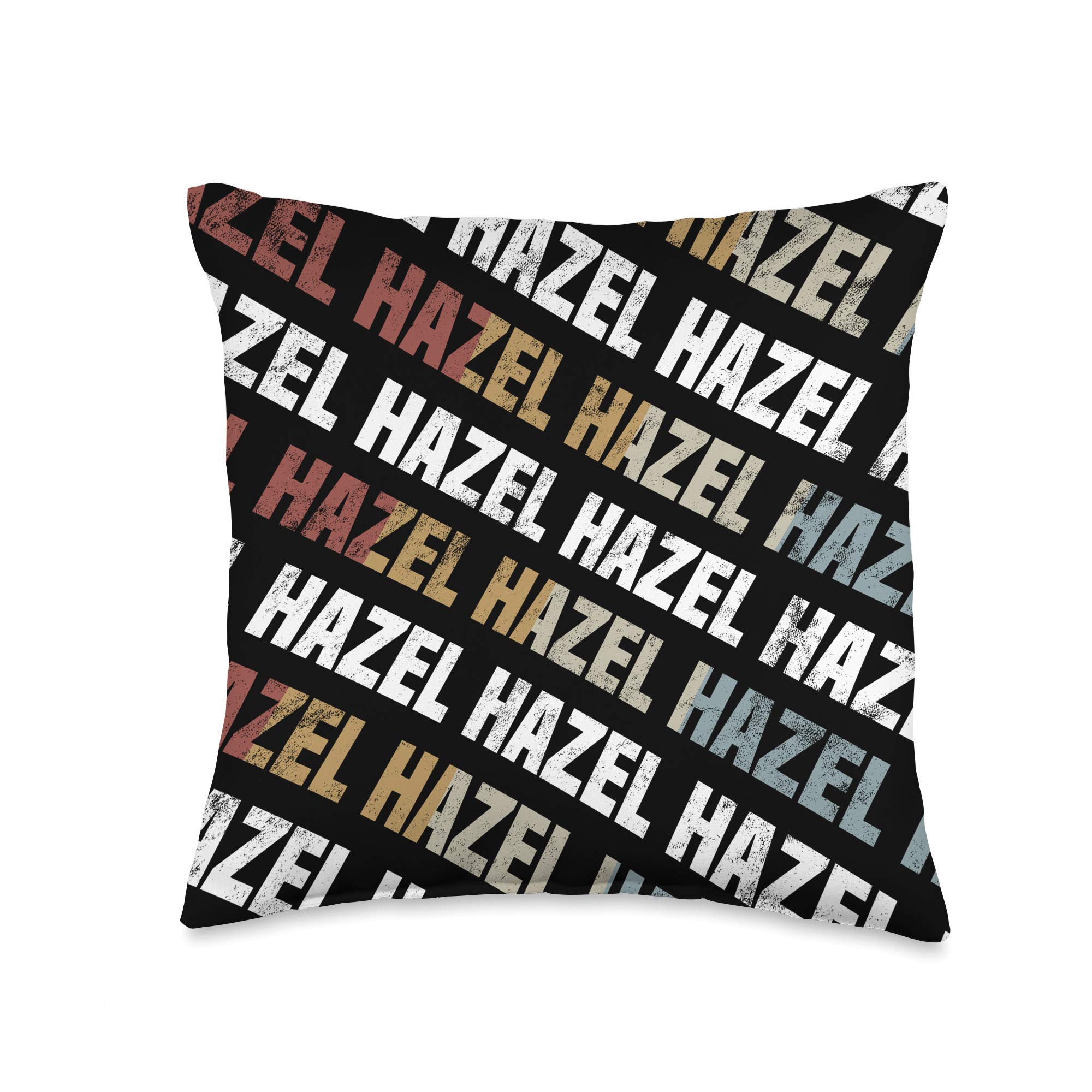 Custom Hazel Gifts & Designs for Girls Vintage First Name Pattern Retro Forename Gift for Hazel Throw Pillow, 16x16, Multicolor