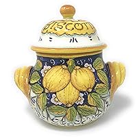 CERAMICHE D'ARTE PARRINI- Italian Ceramic Cookies Jar Biscotti Hand Painted Made in ITALY Tuscan Pottery
