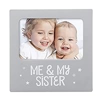 tiny ideas Me and My Sister Picture Frame, Aluminium Silver Color, Baby Keepsake Frame, Sibling Gifts for Sisters, Brothers, Birthday, Shower, Baptism, Newborn Nursery Decor, 4x6 Photo Insert, Grey