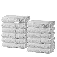 Chakir Turkish Linens Premium Cotton Absorbent Turkish Towels (Washcloths - 12 Piece, White)