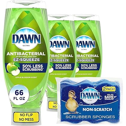 Dawn Antibacterial EZ-Squeeze Dishwashing Liquid Dish Soap,Apple Blossom Scent, (3x22 fl oz)