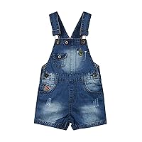 KIDSCOOL SPACE Baby & Little Girls/Boys Summer Shorts,Adjustable Jean Shortall Overalls