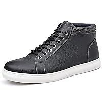 Mens Mid-Top Sneaker Boot Casual Oxford Walking Shoe for Men Comfortable Genuine Leather Ankle Boot Shoes