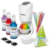 Hawaiian Shaved Ice S900A Shaved Ice Machine with Cherry, Grape, and Blue Raspberry Snow Cone Syrup Kit, Also Includes Paper Cups, Spoon Straws, and Bottle Pourers for Easy Dispensing