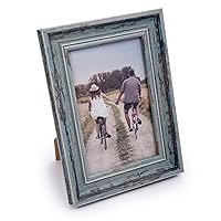 Decorative Distressed Weathered Wooden Look Picture Frame, 4 x 6 inches, Grey