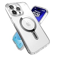 Speck Clear iPhone 15 Pro Max Case - ClickLock No-Slip Interlock, Built for MagSafe, Drop Protection - Scratch Resistant, Anti-Yellowing, 6.7 Inch Phone Case - Presidio Clear/Chrome