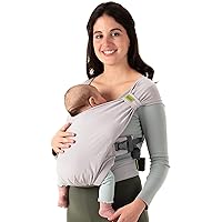 Boba Bliss Hybrid Baby Carrier Newborn to Toddler - 2-in-1 Baby Wrap & Baby Carrier - Pre-Wrapped Baby Sling Wrap Newborn - Certified Hip-Healthy - Soft & Stretchy Baby Sling Carrier- 7-35 lbs (Grey)