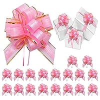 FQTANJU 22 Pieces 6 Inches Pull Bow Wrapping Pull Bow Ribbon Pull Bows for Christmas Wedding Valentine's Day Present Wrapping Decoration, Multicolor Gift Baskets Bow (Pink)