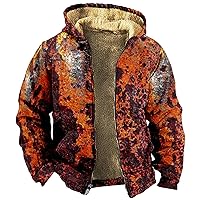 Winter Coats For Men With Hood Fleece Lined Zip Up Coat Heavy Big And Tall Graphic Sport Jacket