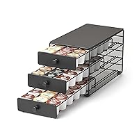 Nifty Coffee Pod Drawer – Black Satin Finish, Compatible with K-Cups, 54 Pod Pack Capacity Rack, 3-Tier Holder & Storage, Stylish Home or Office Kitchen Counter Organizer