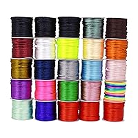 Mandala Crafts Nylon Satin Cord 2mm Rattail Cord Assorted Colors String - 11 Yds x 25 Rolls Nylon Chinese Knotting Cord Rat Tail Silk Cord for Bracelet Necklace Jewelry Making Macrame Trim