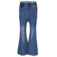 CHICTRY Kids Girls Casual Flare Bell Bottom Jeans Elastic Waistband Wide Leg Denim Pants Trouser