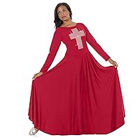 Eurotard 11027 Womens Jubilee Cross Applique Dance Dress (S, Red)