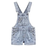 KIDSCOOL SPACE Girls Boys Jeans Shorts,Adjustable Straps Summer Denim Shortalls