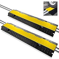 Pyle Cable Protector Floor Cover Ramp - 2 Channel Cable Protector Rubber Floor Cord Concealer - Heavy Duty Cable Protector Wire/Hose/Pipe Hider Driveway Protective Covering Armor PCBLCO103X2 (Pair)